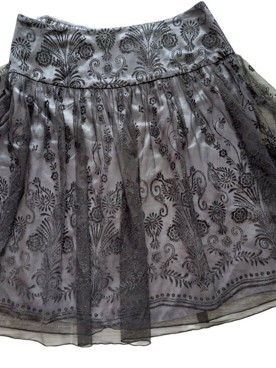 dressbarn Dresses & Skirts - Black Goth Mesh Layered Midi Skirt Floral Zip Womens 18 Fairy Cottage Whimsygoth
